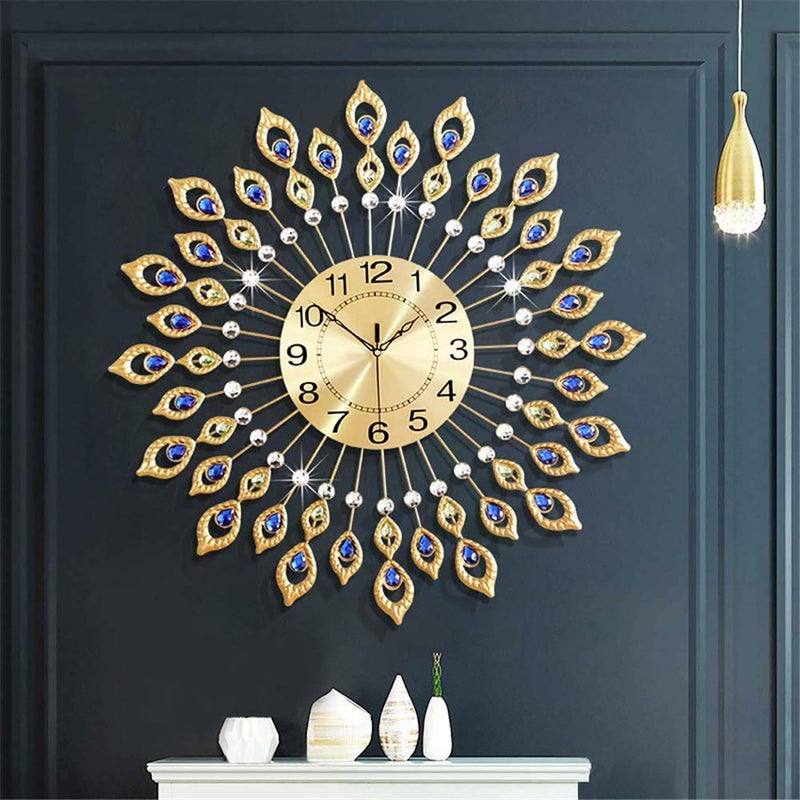 JUGV 26.3 Inch Gold Large Wall Clock, Elegant 3D Modern Wall Clock with Dial Arabic Number, Non-Ticking Silent, Easy to Read, Suitable for Living Room, Kitchen, Bedroom, Office, Hotel - Image 1